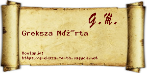 Greksza Márta névjegykártya