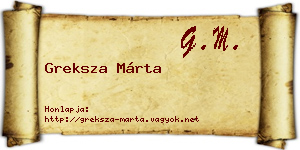 Greksza Márta névjegykártya